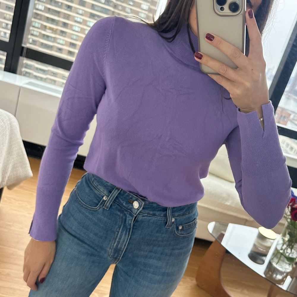 Zara Lavender Soft Knit Turtleneck Sweater Top